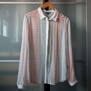 RW&CO. Spring Mood Casual Sheer Long sleeve Button Down Shirt - XL